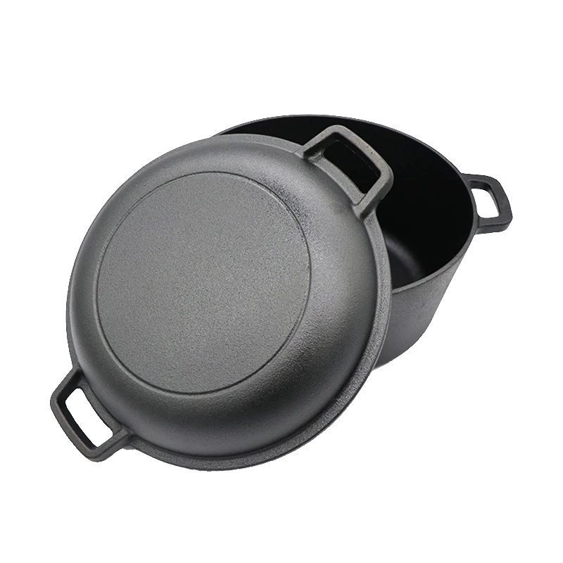 Custom cast iron casserole skillet 2-in-1 Safe outdoor kitchen pan with pre-seasoned cast iron Dutch pan oven