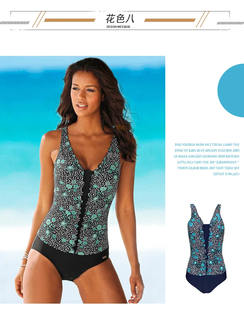 High Waist Sexy Women Swim Wear One Piece Swimsuit Power Flower Swimwear