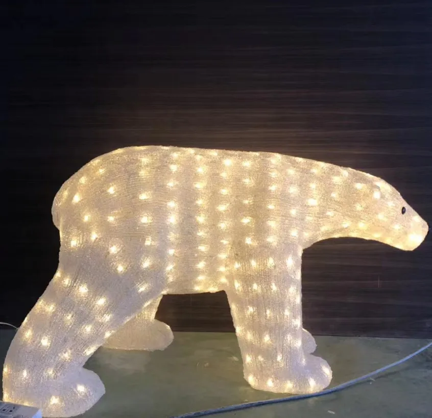 Outdoor Waterproof Garden Street Park Led Christmas Decor Acrylic Brown 3D Polar Snow Bear Motif Silhouette Figure Lights