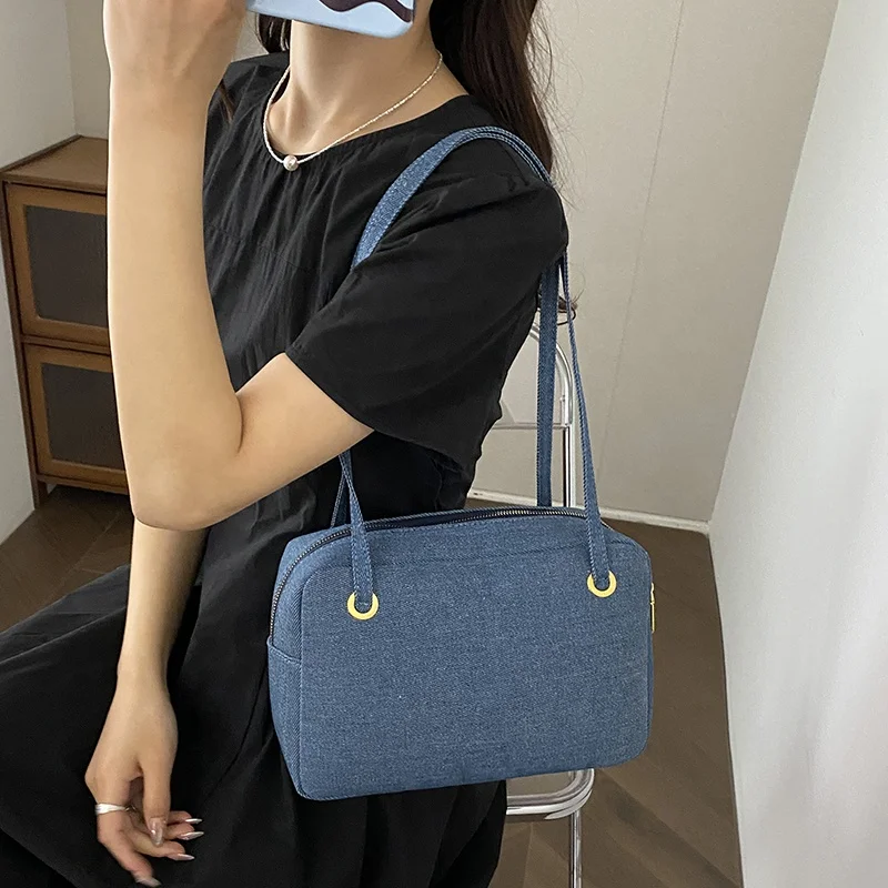 Wholesale Women Denim Purse Vintage Jean Purse Double Top Handle Handbags Ladies Lightweight Designer Crossbody Bags