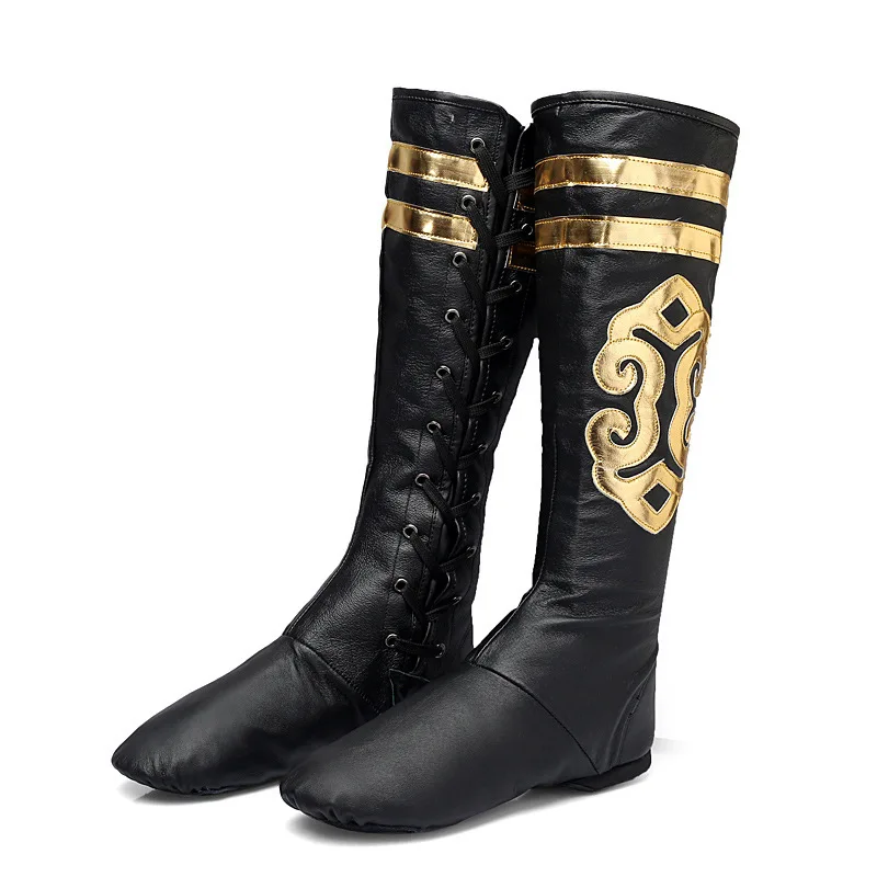 TJ049Child Canvas Low Heel Lace Up Jazz Ankle Boots Women/Men Black Dance Practice Dance Shoes