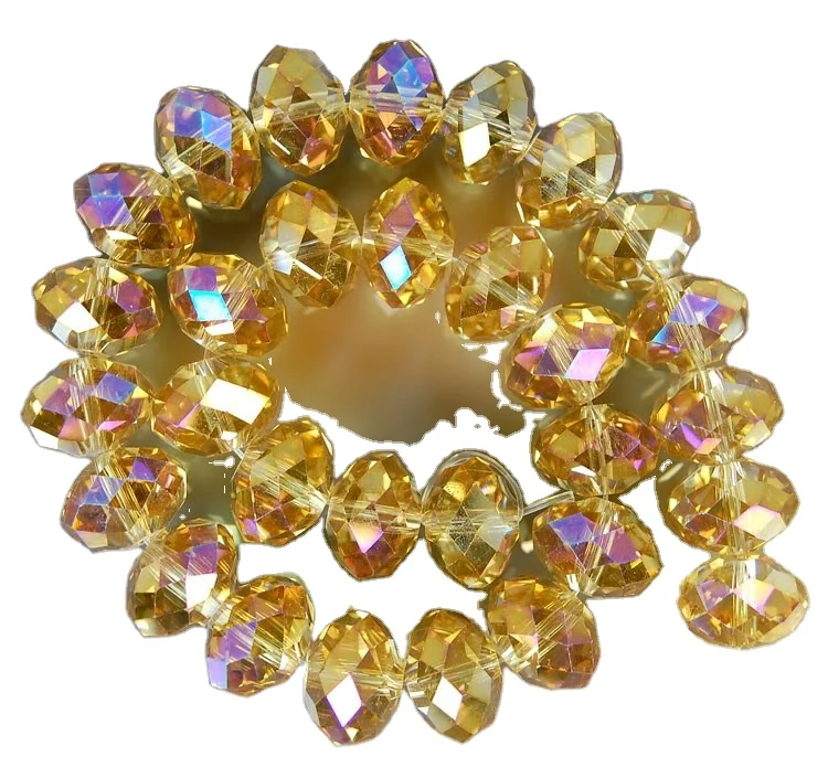 CR5009 Gold Crystal Beads Faceted Rondelle crystal