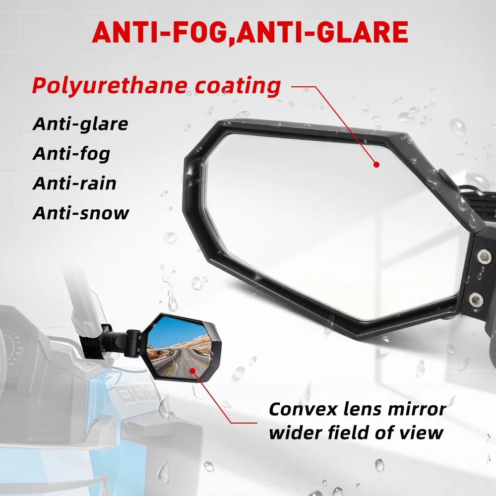 UTV ATV Accessories maverick Rearview UTV Rear View Side Mirrors With Lights