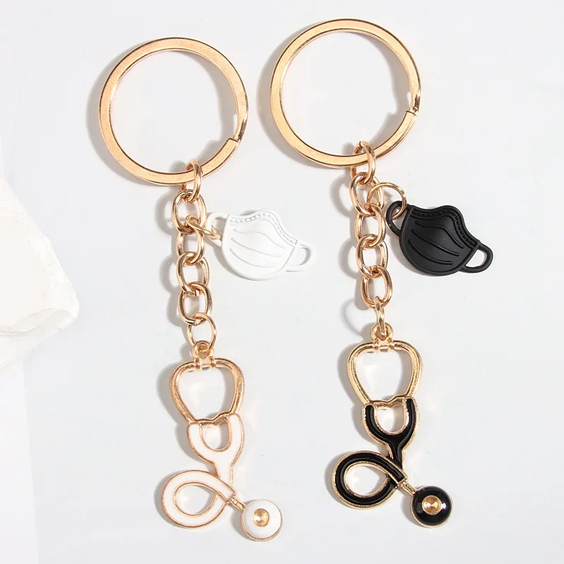 Custom New Doctor Keychain with Syringe Stethoscope Nurse Cap Pendant Mobile Phone Accessory Alloy Material Customizable Logo