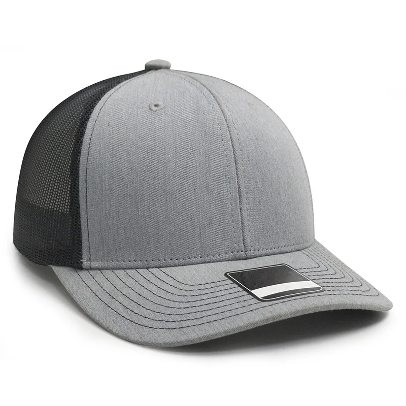 High Quality Two Tone Fabric Trucker Cap Mens Custom All Over Print Embroidered logo Design Mesh 6 Panel Trucker Hat