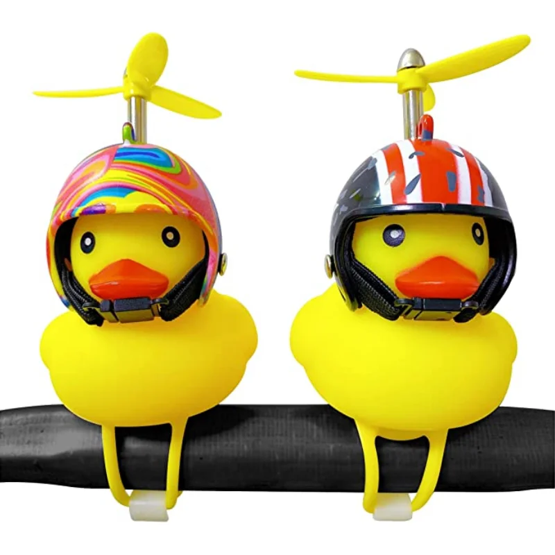 Small Yellow Bike Duck Bicycle bell Luminous/Normal Airscrew Helmet Duck Ducky Dicycle Wind Motor Riding Cycling Lights Horn