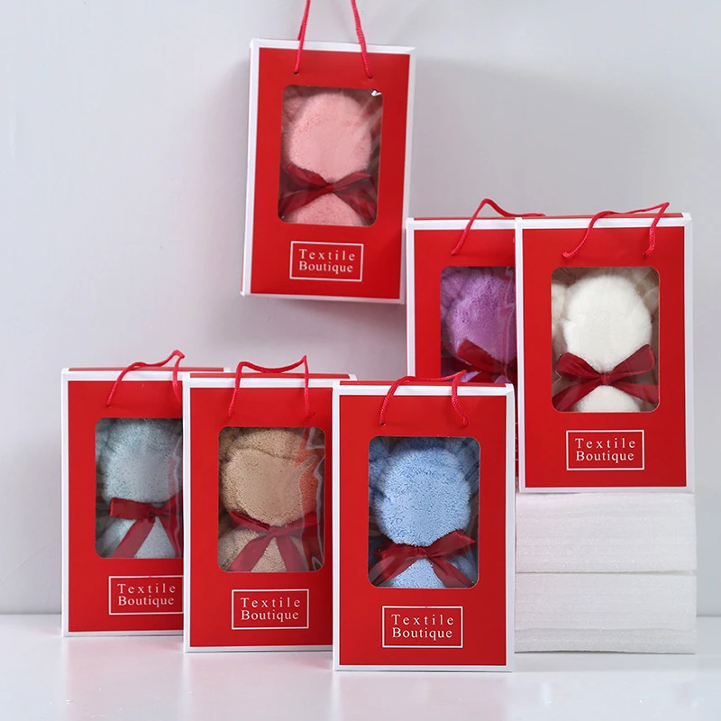 Hot Sale Cheap High Quality Logo 30X30 cm Towel Gift Set Coral Velvet Towel Set In Gift Box Gift Bear Wedding Towel For Guests