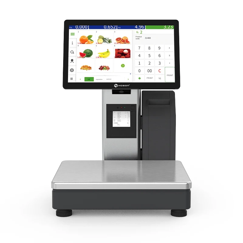Dual-Screen Retail PC POS Cash Register Scale Ai Powered Android Weighing Scales with Label Printer