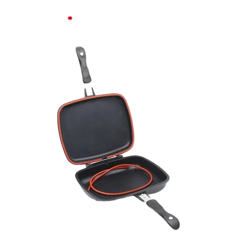 Die Cast Aluminium Double Grill Fry Pan Ceramic Non Stick Coating Double Griddle Toaster Pan 32Cm