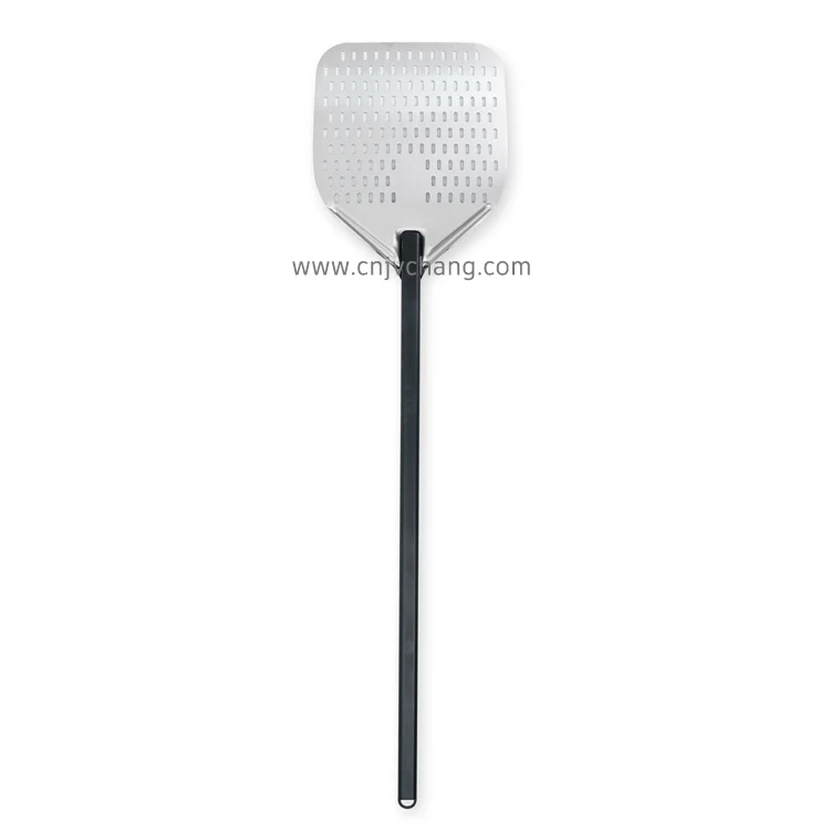 Premium Stainless Steel Perforated Pizza Peel Shovel Square Pizza Paddle Spade With Aluminum Black Or Silver Handle Oven Tools