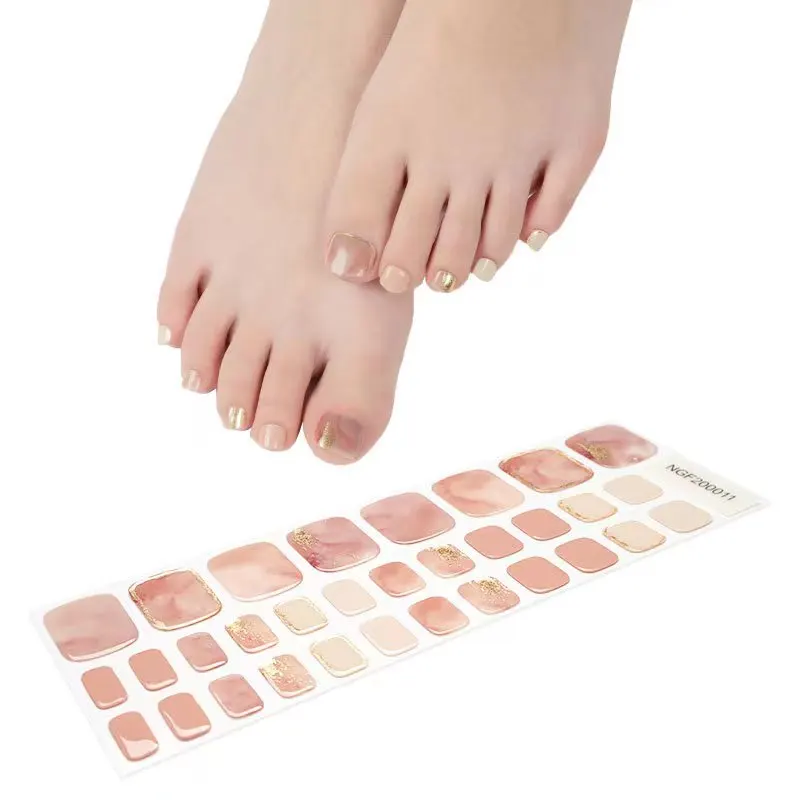 Wholesale Gel Toe Nail Wraps Custom Nail Wraps Manufacturer Glitter Dream Coral