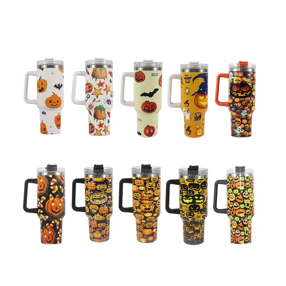 2024 Новый Хэллоуин 5D УФ Печать 40oz тумблер с двойной стенкой из нержавеющей стали 40Oz кружка с ручкой