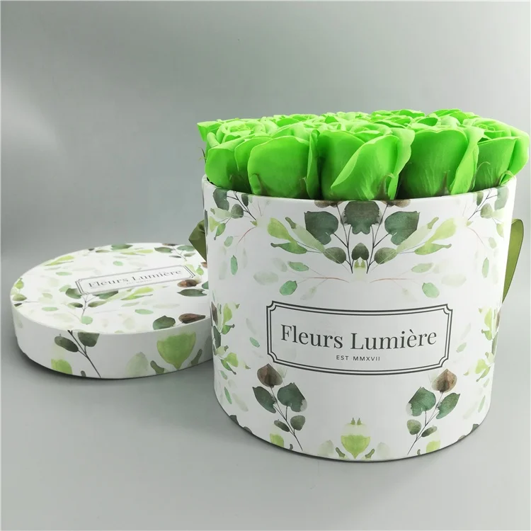 Luxury Cardboard Paper Boxes Round Shape Flower Box Packaging Caja De Flores