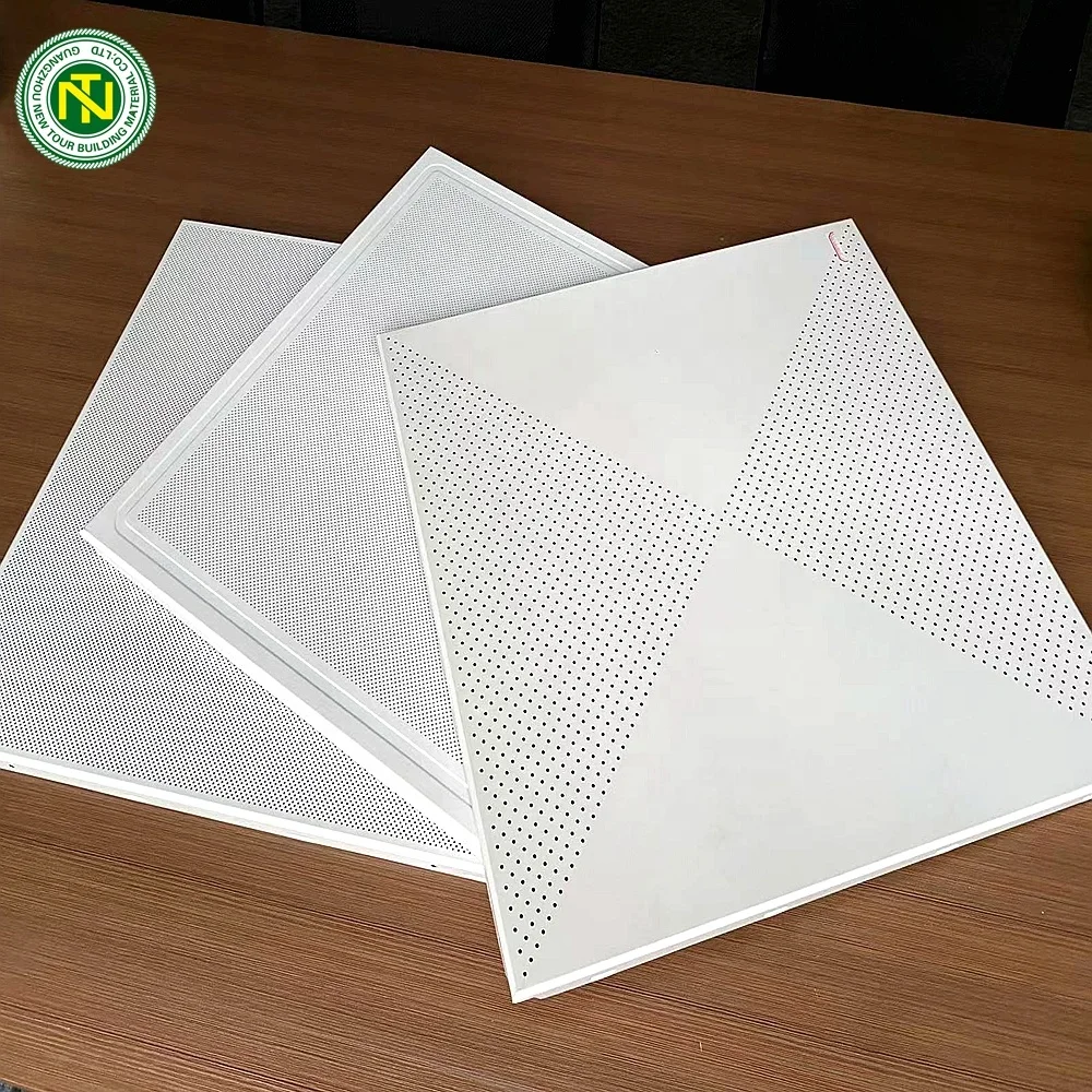 CN;GUA 600x600 перфорированная металлическая потолочная плитка алюминиевая квадратная Современная легкая водонепроницаемая доска для офисного здания 20 лет