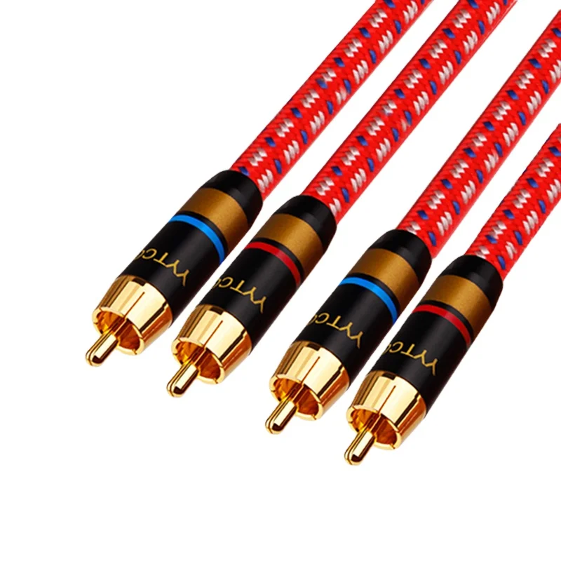 High-end 6N Male-Male RCA braided audio Cable for amplifier with Gold Plated RCA Plug for Hifi System rca audio extension cable