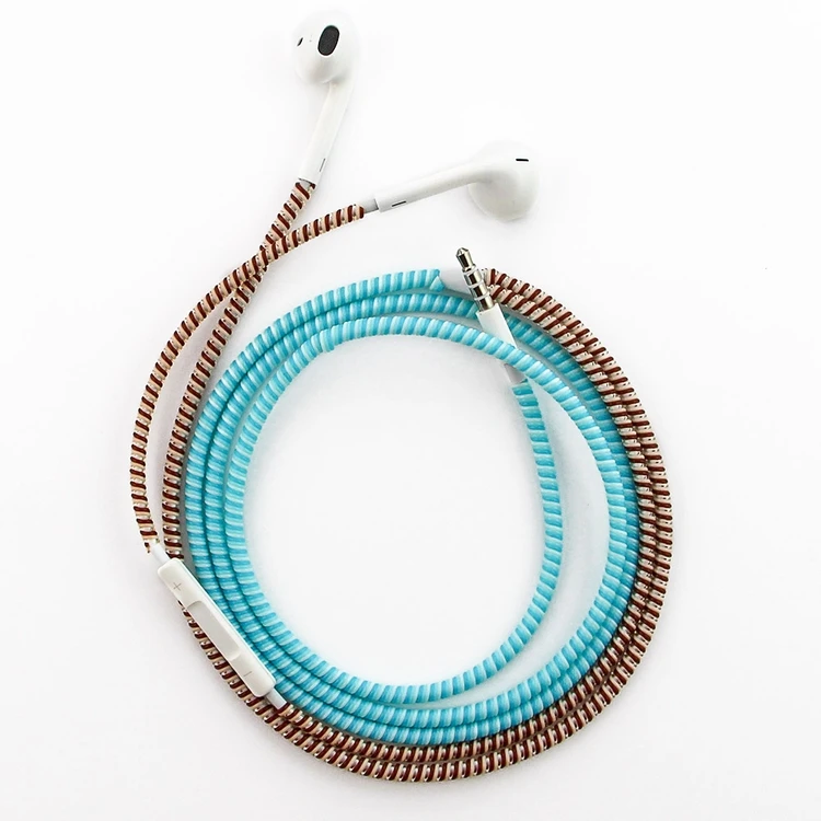 2022 cheap in-ear headphones 3.5mm wired braided spring earphone headphone earbud kids headphones with Microphone