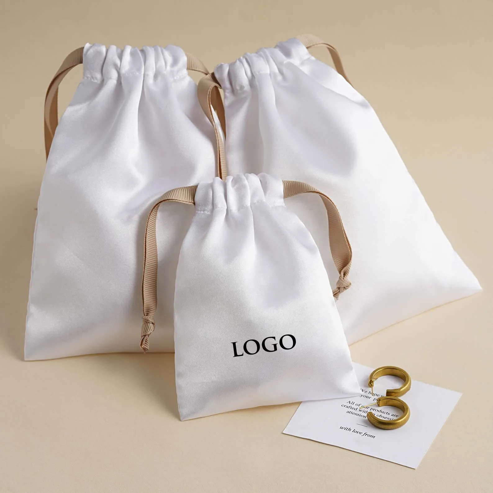 eco friendly wholesale satin drawstring bag wig eye mask jewelry satin storage dust bag pouch