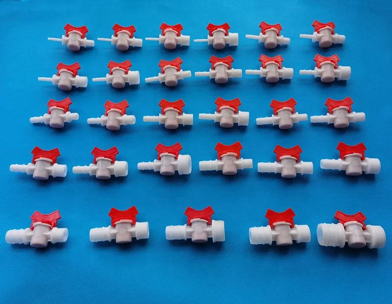 Plastic mini Barb to male thread barbed threaded fitting flow control ball valve