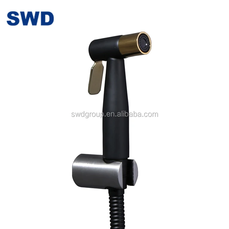 Flexible Shower Hose With Epdm Inner Hose  Black And Gold Handheld Diaper Sprayer Hygienic Toilet Jet  Bidet Spray
