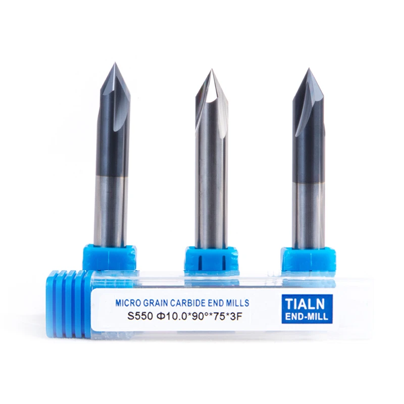 Customized Tungsten Carbide 60 Degree Chamfering End Mill 2 / 3 Flutes V Groove Chamfer Milling Cutter