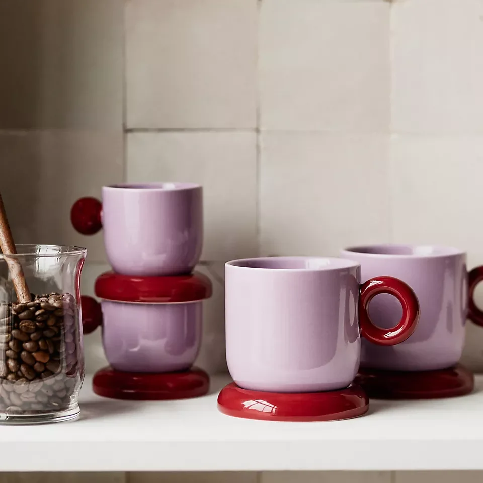 Personalized new item color glaze wholesale porcelain tea cups set modern nordic custom ceramic coffee mug for gift