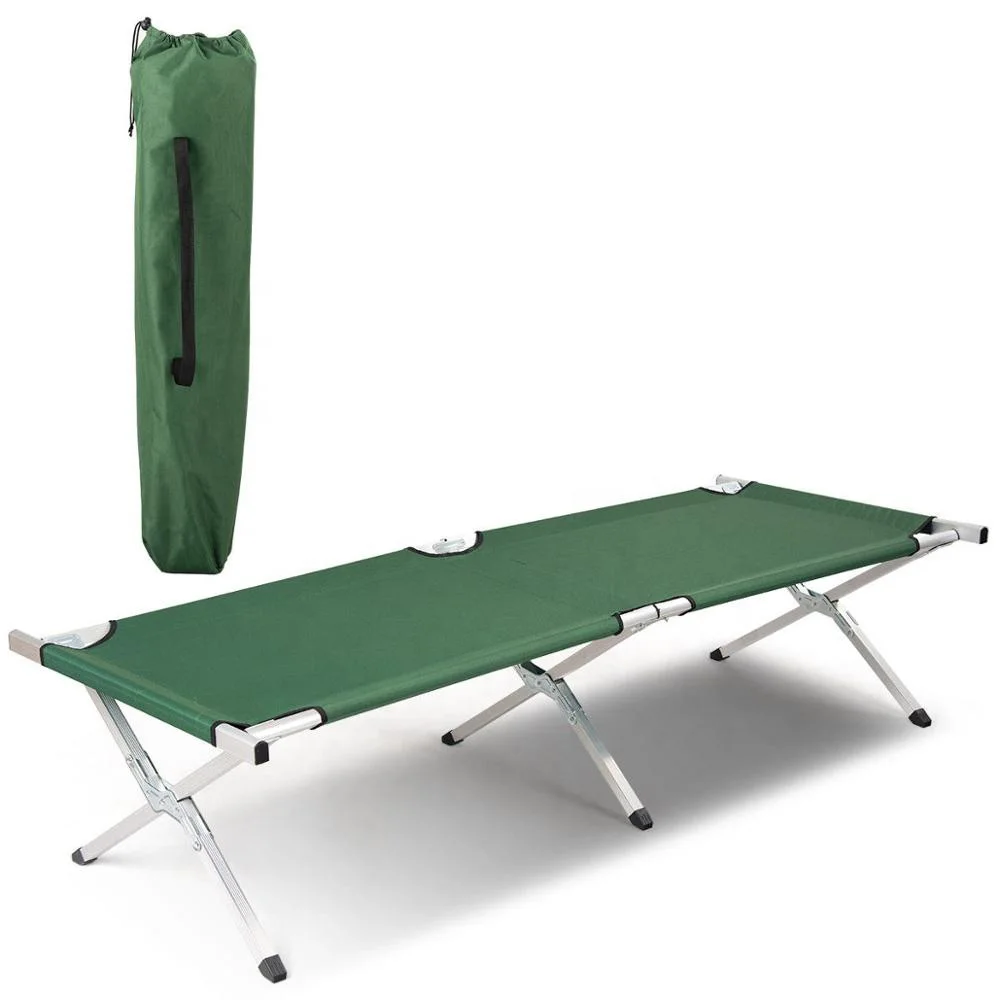 Wholesale Custom Outdoor High Quality 600D Fabric Portable Foldable Bed Cot Adult Camping Folding Sleeping Bed with Carry Bag