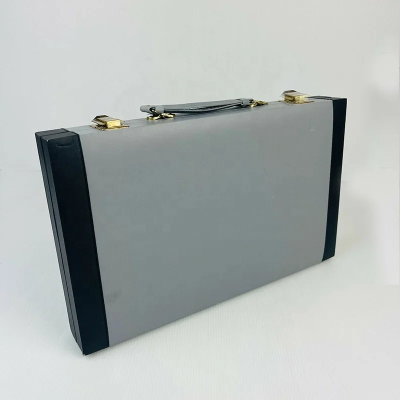 Deluxe 15-Inch Backgammon Set with Black Leatherette Case Stitched Chess Games Accessory