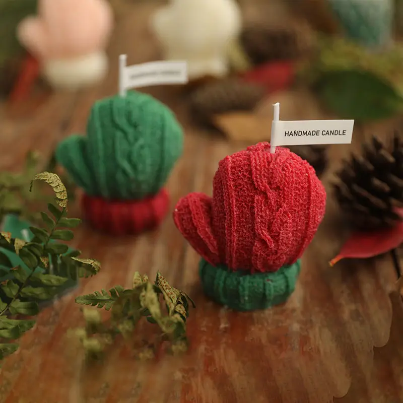 Festival Home Wedding Decoration Scented Soy Wax Candle Gift Wrap Set Creative Christmas Woolen Glove Art Candles For Kids