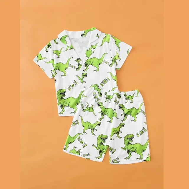 
Dinosaur Boys Pyjamas Set Button Front Baby Boy Toddlers Sleepwears 