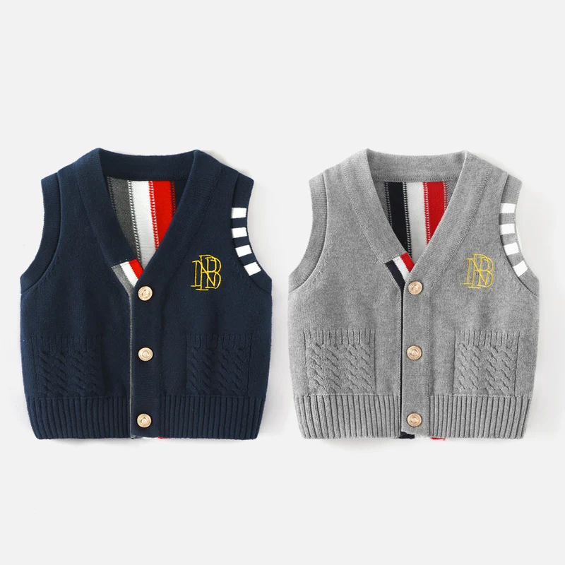 2024 New Arrival Classic school kids clothing sweater designs for children baby knitted vest