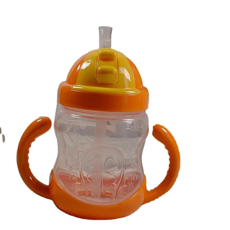 Wholesale PP Materials Silica Gel Baby Drinking Water Bottle Straw Sippy Cup Baby Milk Bottle
