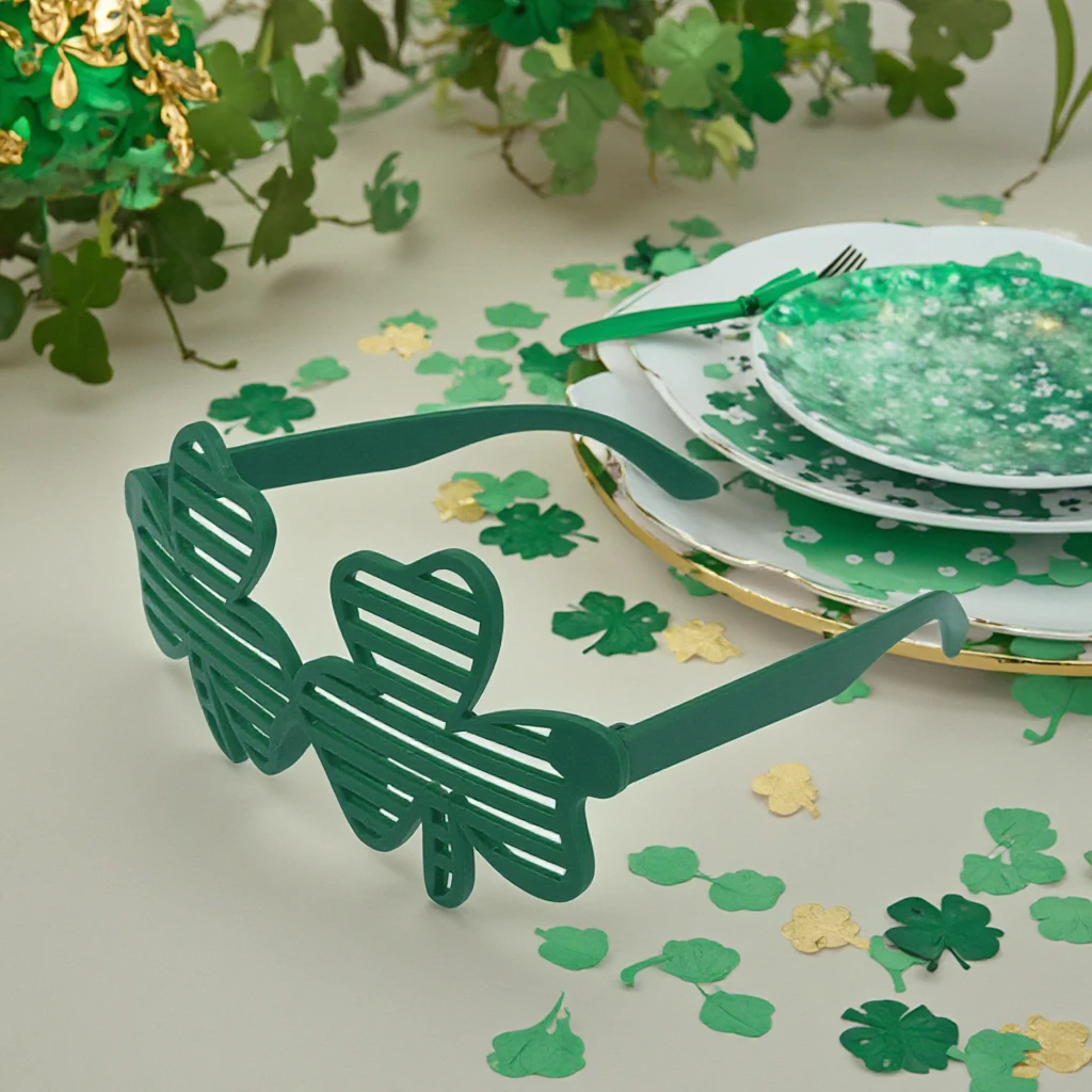 Themed Leprechaun Cheerful Shutter Shades With Lucky Shamrock Design for St Patricks Party Favor