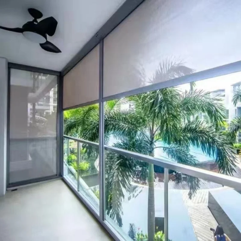 smart control exterior zip track roller blinds  with pergola