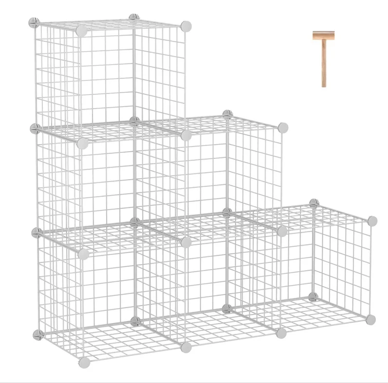 Wire storage cube metal grid modular shelving unit stackable bookcase cube storage bookshelf
