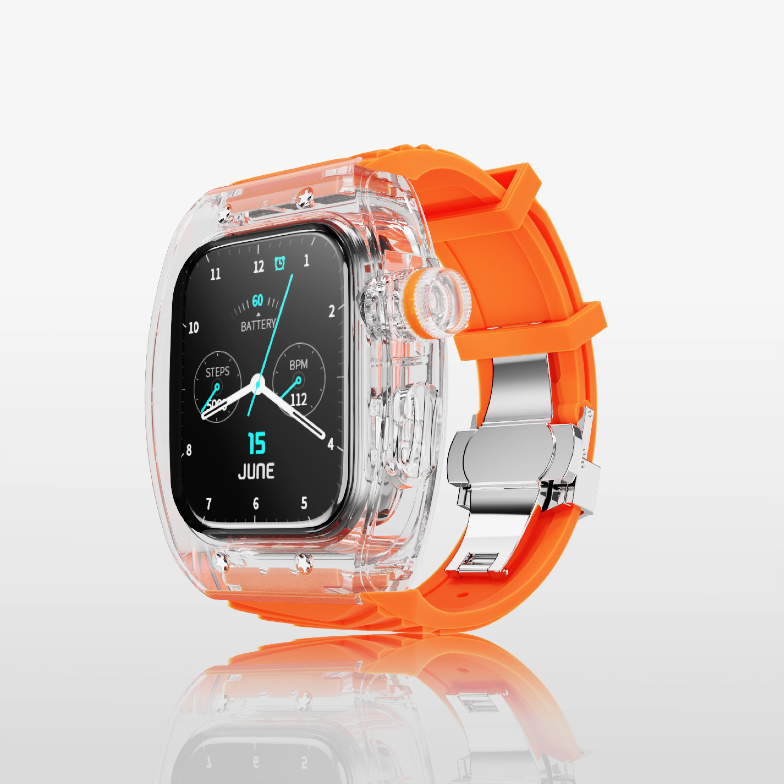Взрывной реформатор Richard прозрачный корпус интегрированный мод ремешок для Apple iwatch 9 SE 8 7 6 5 band series 44 мм 45