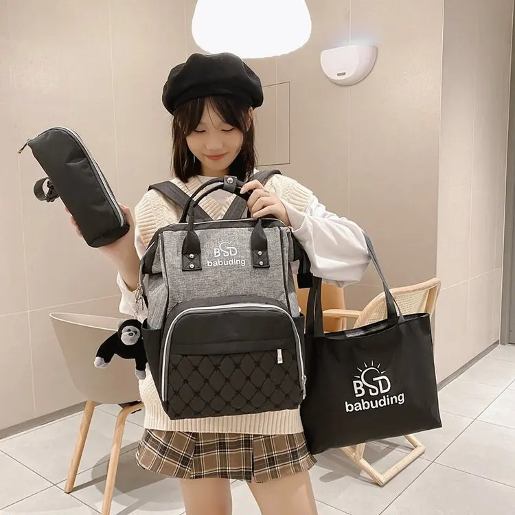 new 3 in 1 Multi-purpose Backpack Zipper Mommy Baby Diaper Bag Set