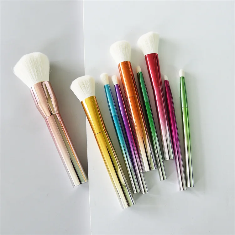 CTBT-8E206  2022 newest makeup brushes sets 9pcs colorful gradient handle cosmetic make up brush beauty tool