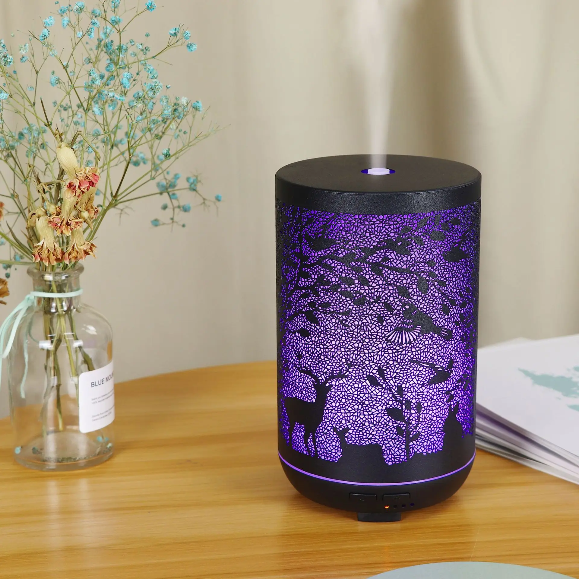 Ultrasonic Flower Fairy Metal Oils Fragrance Aroma Diffuser Quiet Cool Mist Humidifier For Baby Kids Bedroom Office Yoga