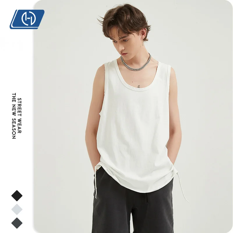 YWGH Destruction Knife Cut Solid Color Bottom Tank Top Hipster Tank Top Woman Thin Tank Top Design