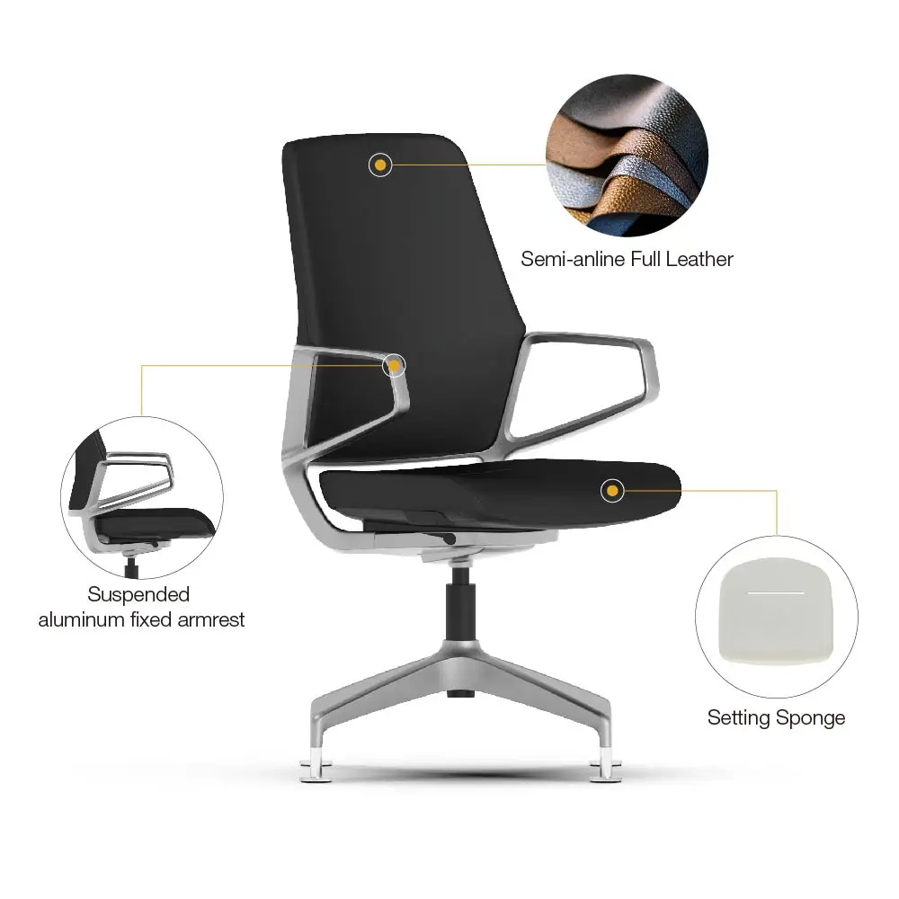 Mid Back Home Furniture Best Ergonomic Swivel Office Chairs Back and Seat Linking Component Is Aluminum Microfiber PU