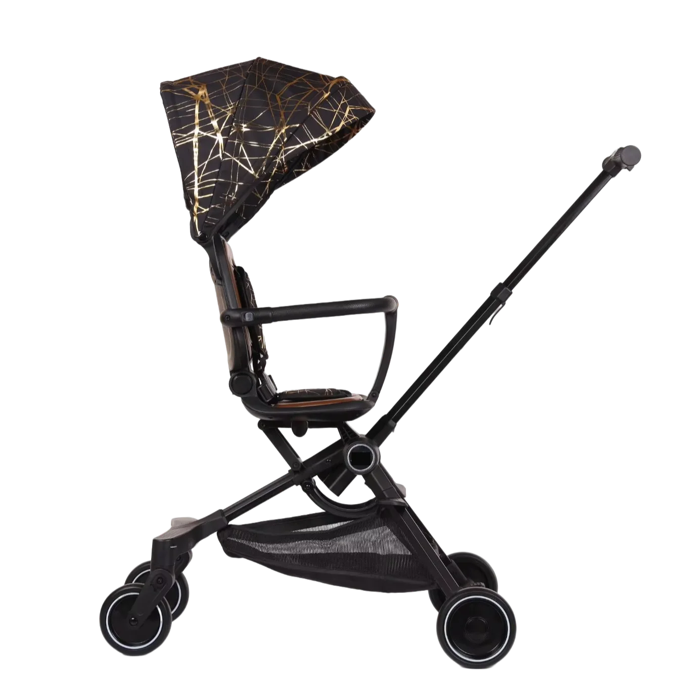 Adjustable Handle Lightweight Portable Rattan Pram Buggy Foldable 2-in-1 Alloy Frame for 3-Year-Olds