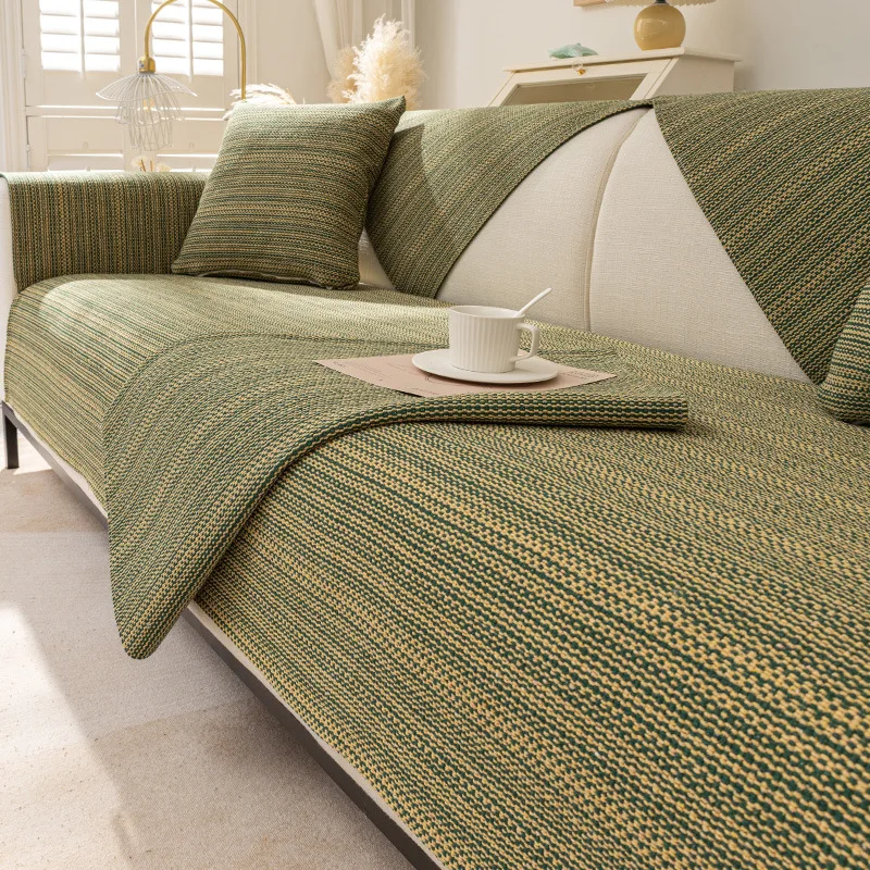 Luxury American Style Quilted Embroidery Slipcover Non-Slip Polyester Cover for Sectional Sofa Printed Fashion Design