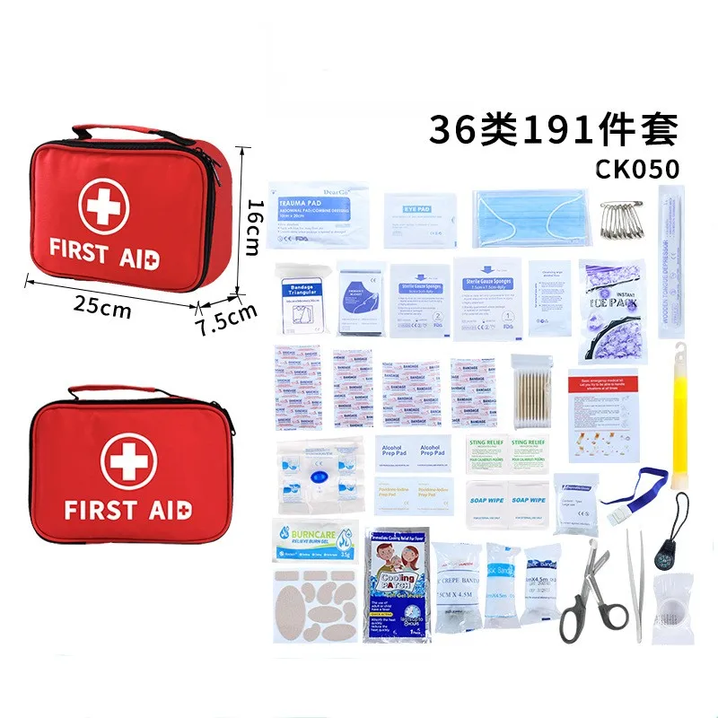 191pcs Small Empty Emergency Accessories Storage Bag Premium Medical Supplies Kit Pouch Basic First Aid Kit Bag
