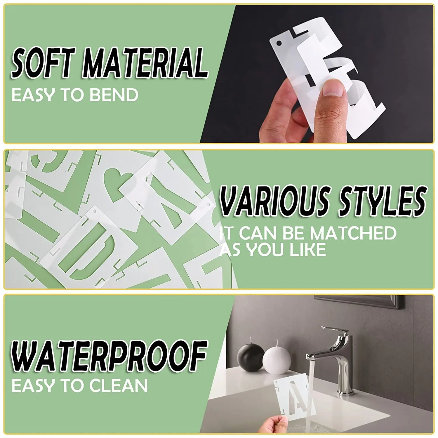 Letter Stencils and Number Stencils 3 Inch,Plastic Interlocking Alphabet Letter Templates Number Symbol Craft Stencils Kit for P