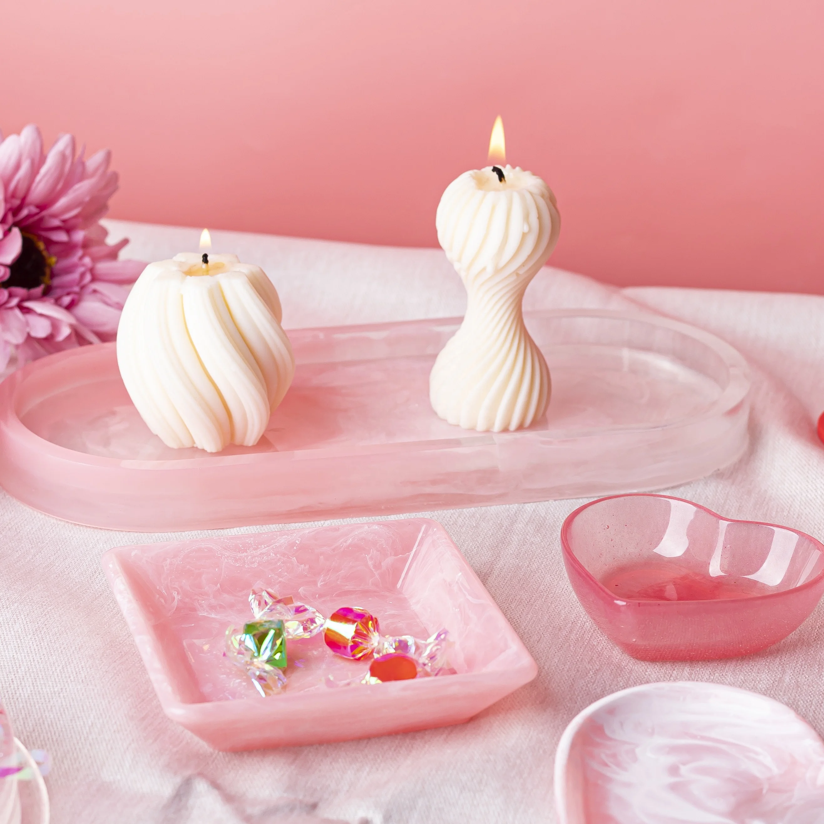 High Transparency Heart Shape Long Gypsum Epoxy Resin Silicone Tray Resin Mold