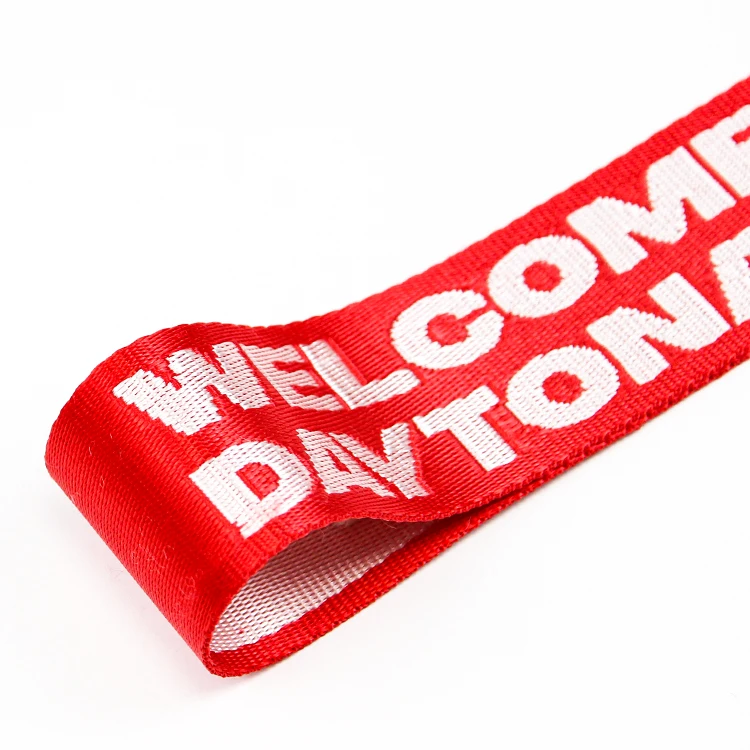 High Gloss Webbing 38mm Polyester Red Logo Webbing Nylon Webbing Strap Upholstery Woven Shoulder Bag Strap