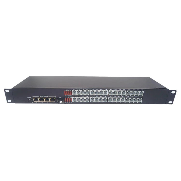 32 Port RJ11 Fiber Multiplexer  32 Line Telephone and 4Port GE Ethernet Fiber Optical Converter