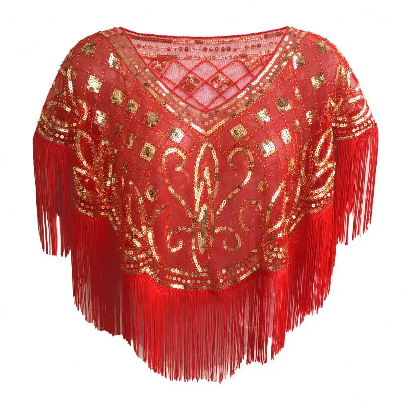 Women Beaded Sequin Shawl 1920s Vintage Bolero Flapper Evening Wraps Evening Cover Up Bridal Wraps Christmas Halloween cloak