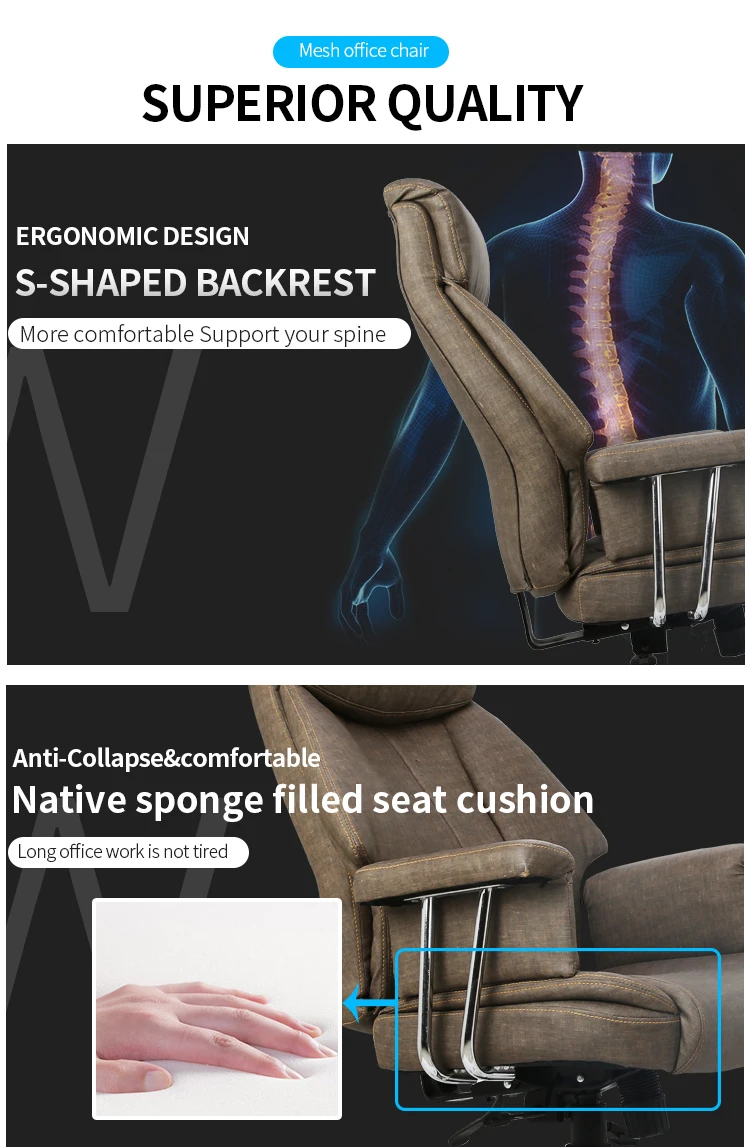 Factory directly Luxury ergonomic office executive chair leather arm chair