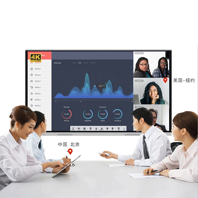 2021 China cheap 98 100 inch optical portable usb virtual touch screen projector smart LCD display interactive whiteboard